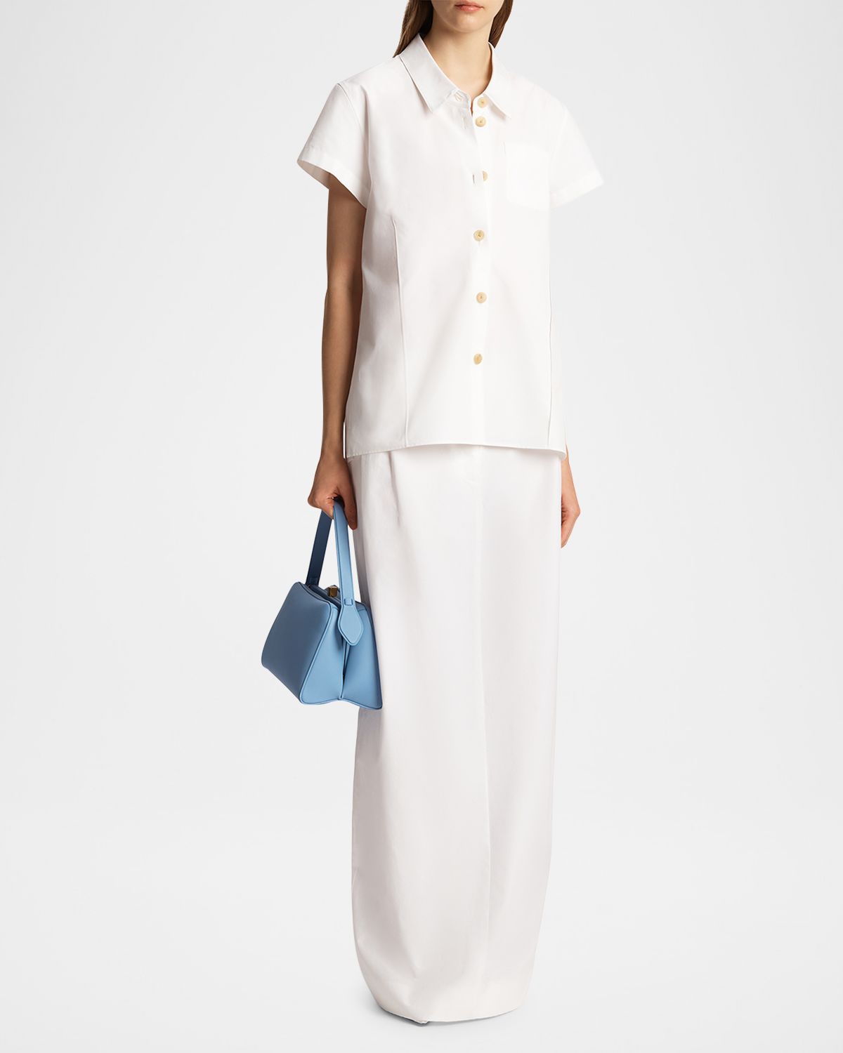 Khaite Lucian Double-Pleated Tapered Maxi Skirt