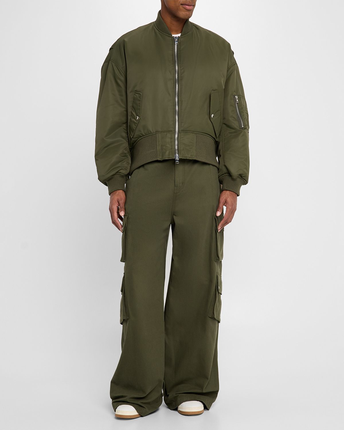 JW Anderson Men 's Oversized Curved-Hem Bomber Jacket