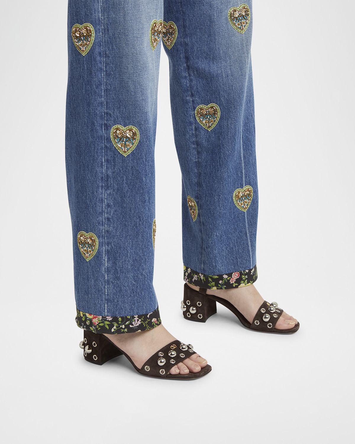 Valentino Garavani Nellcote VLogo Stud Leather Ankle-Strap Sandals