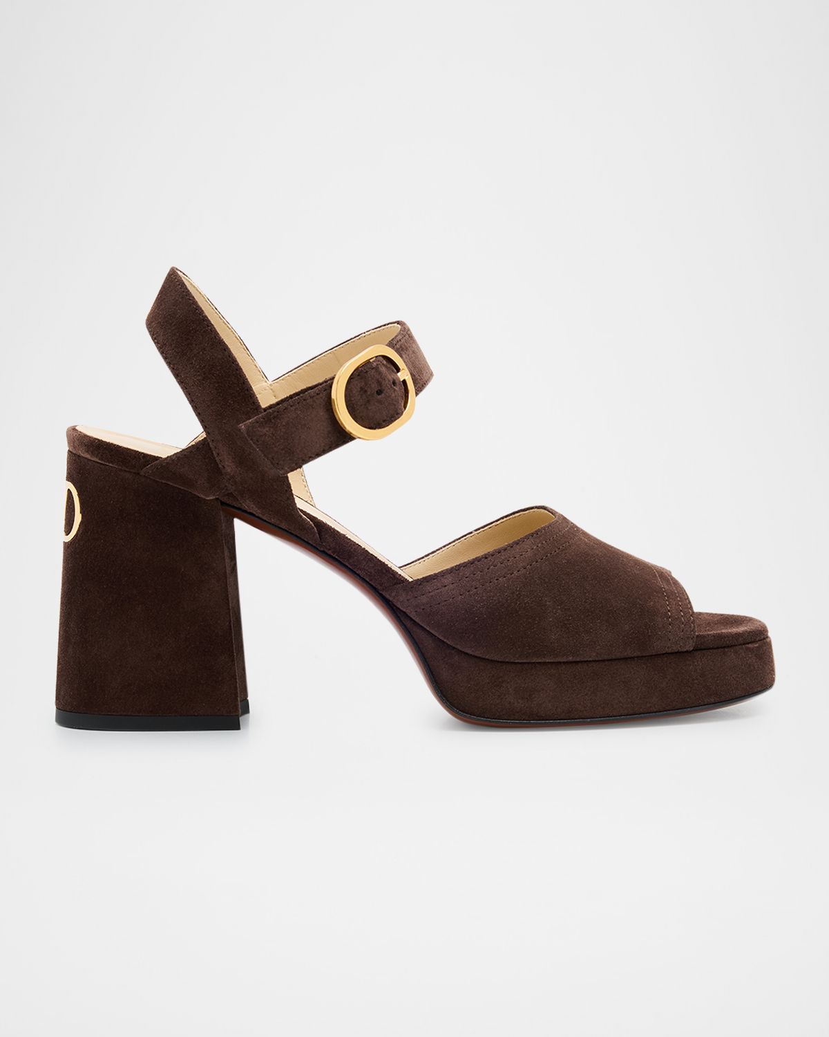 Valentino Garavani Fawcette VLogo Suede Platform Sandals