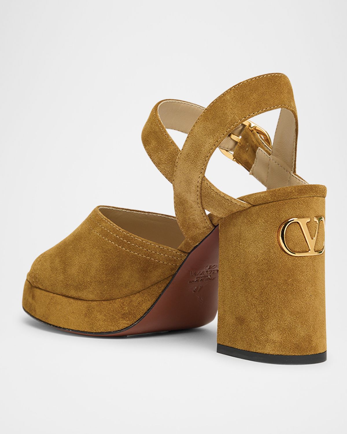 Valentino Garavani Fawcette VLogo Suede Platform Sandals