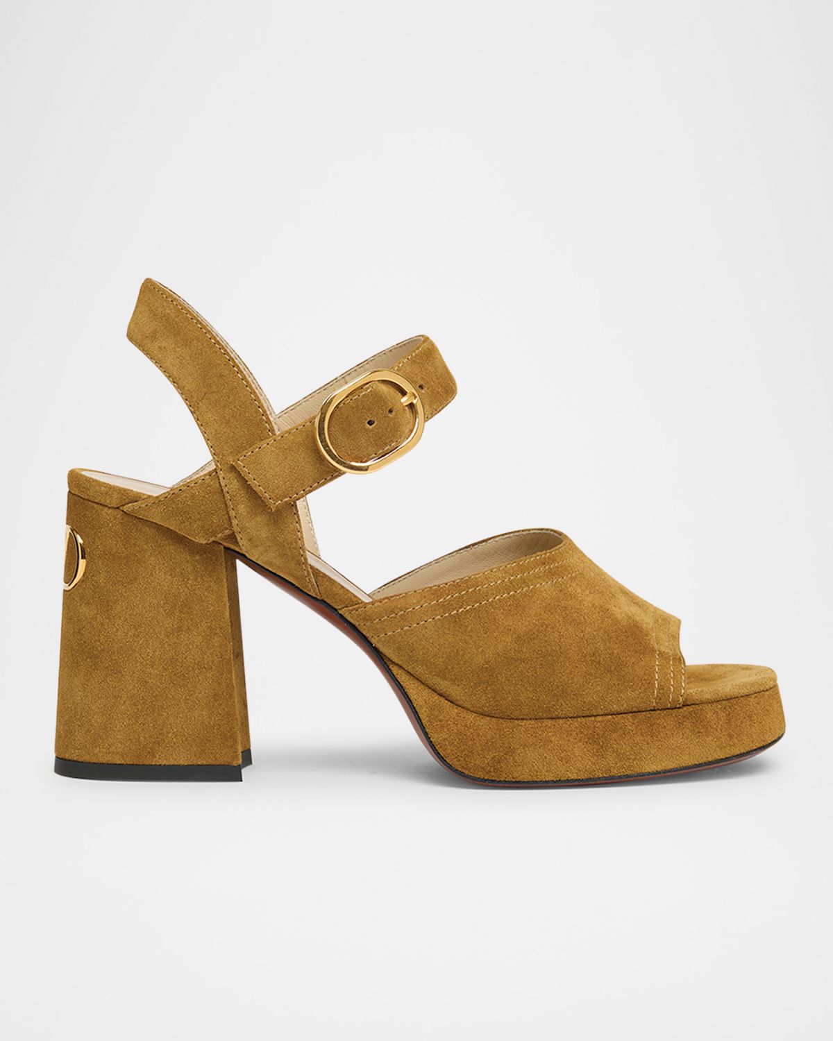 Valentino Garavani Fawcette VLogo Suede Platform Sandals