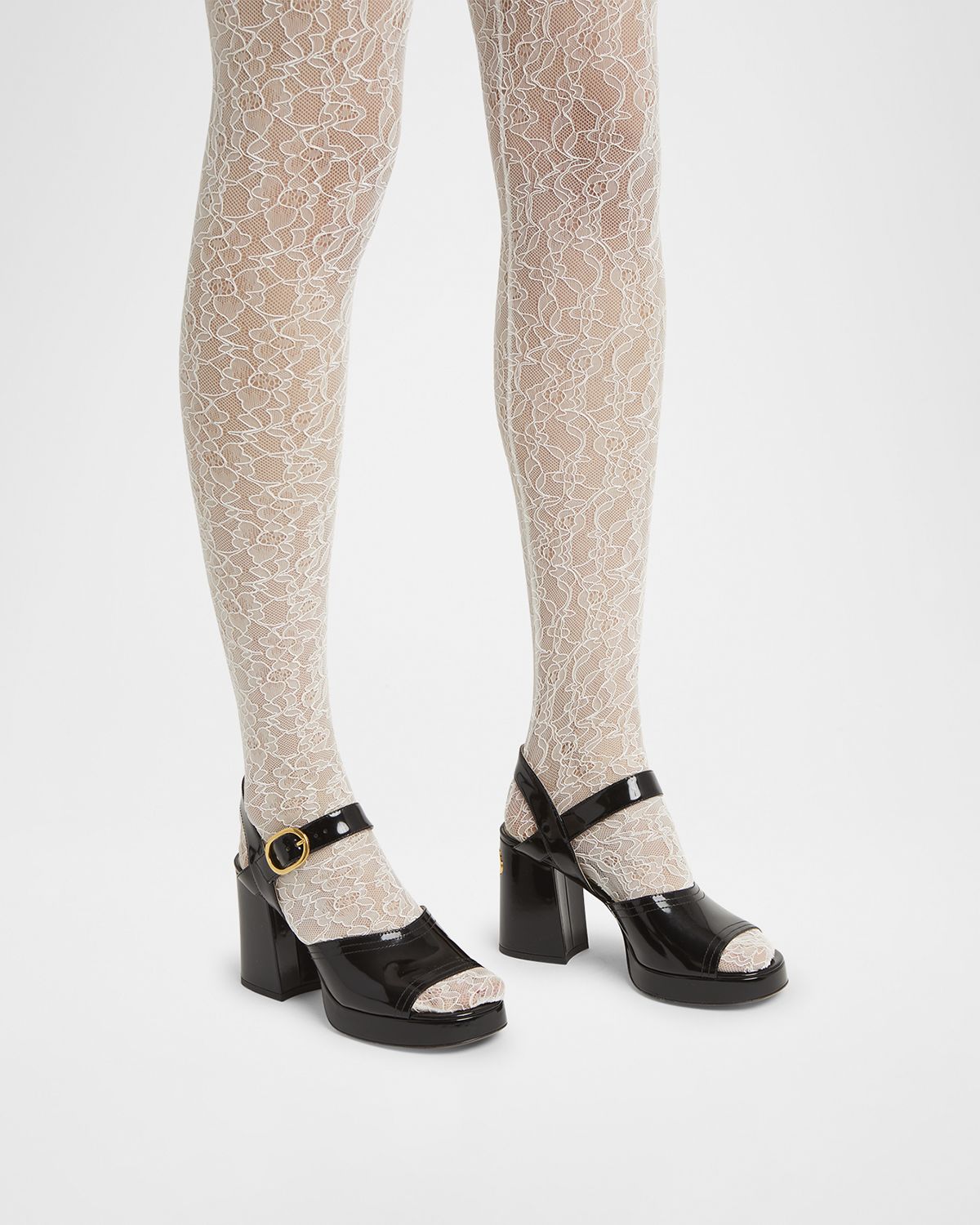 Valentino Garavani Fawcette VLogo Patent Leather Platform Sandals