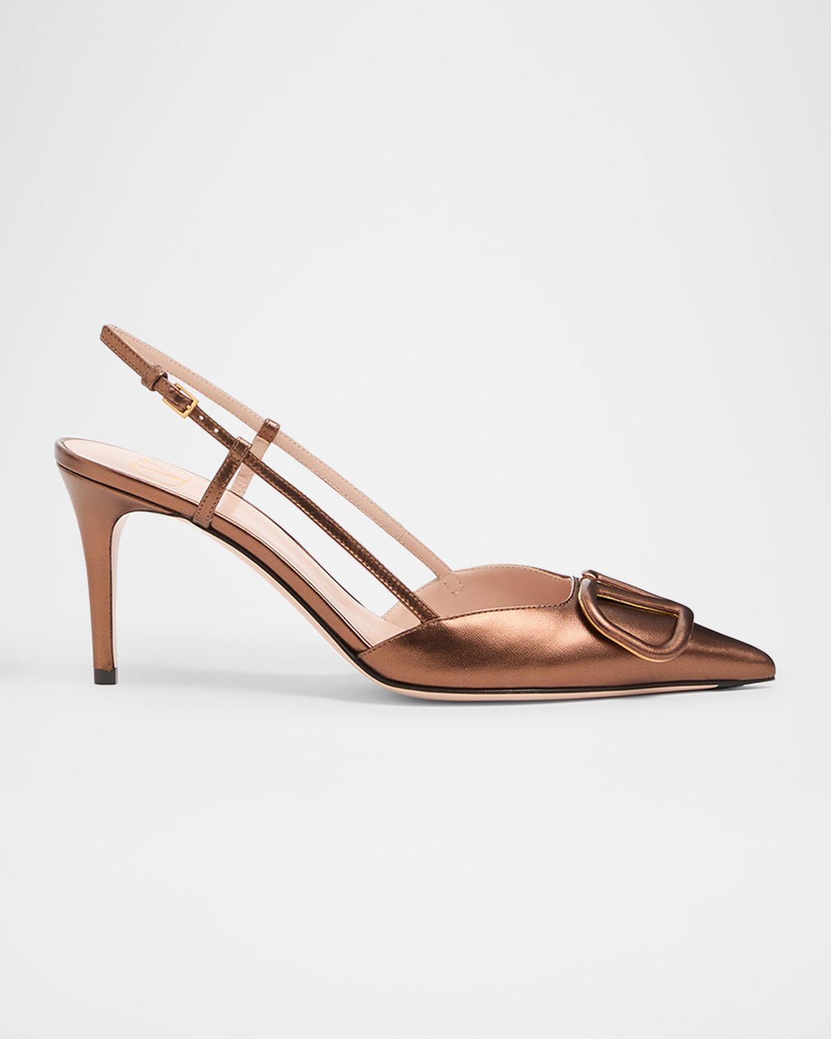 Valentino Garavani V-Logo Metallic Leather Slingback Pumps | Thumbnail 6 Valentino Garavani V-Logo Metallic Leather Slingback Pumps | Thumbnail 6