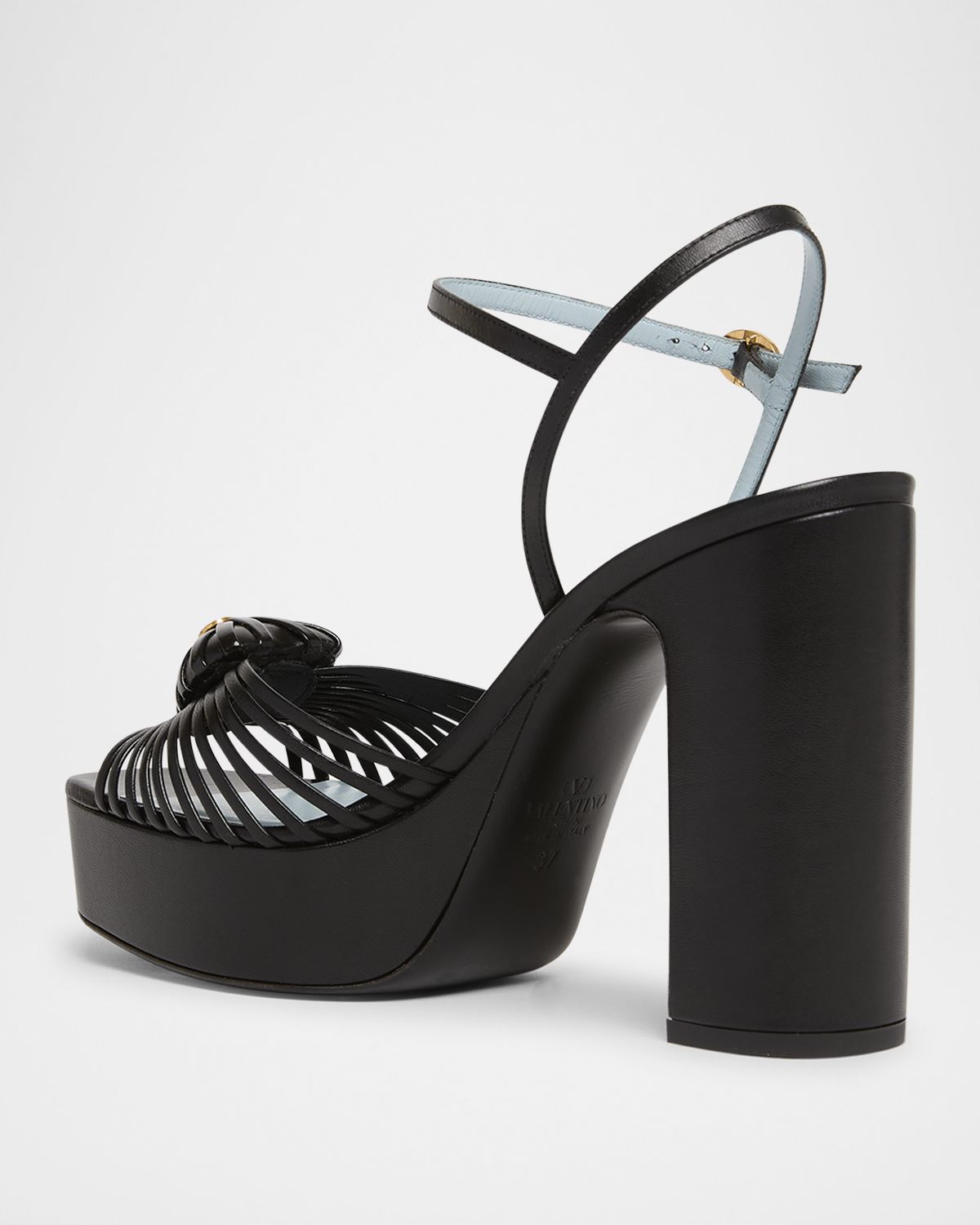 Valentino Garavani VLogo Royal Heart Leather Platform Sandals