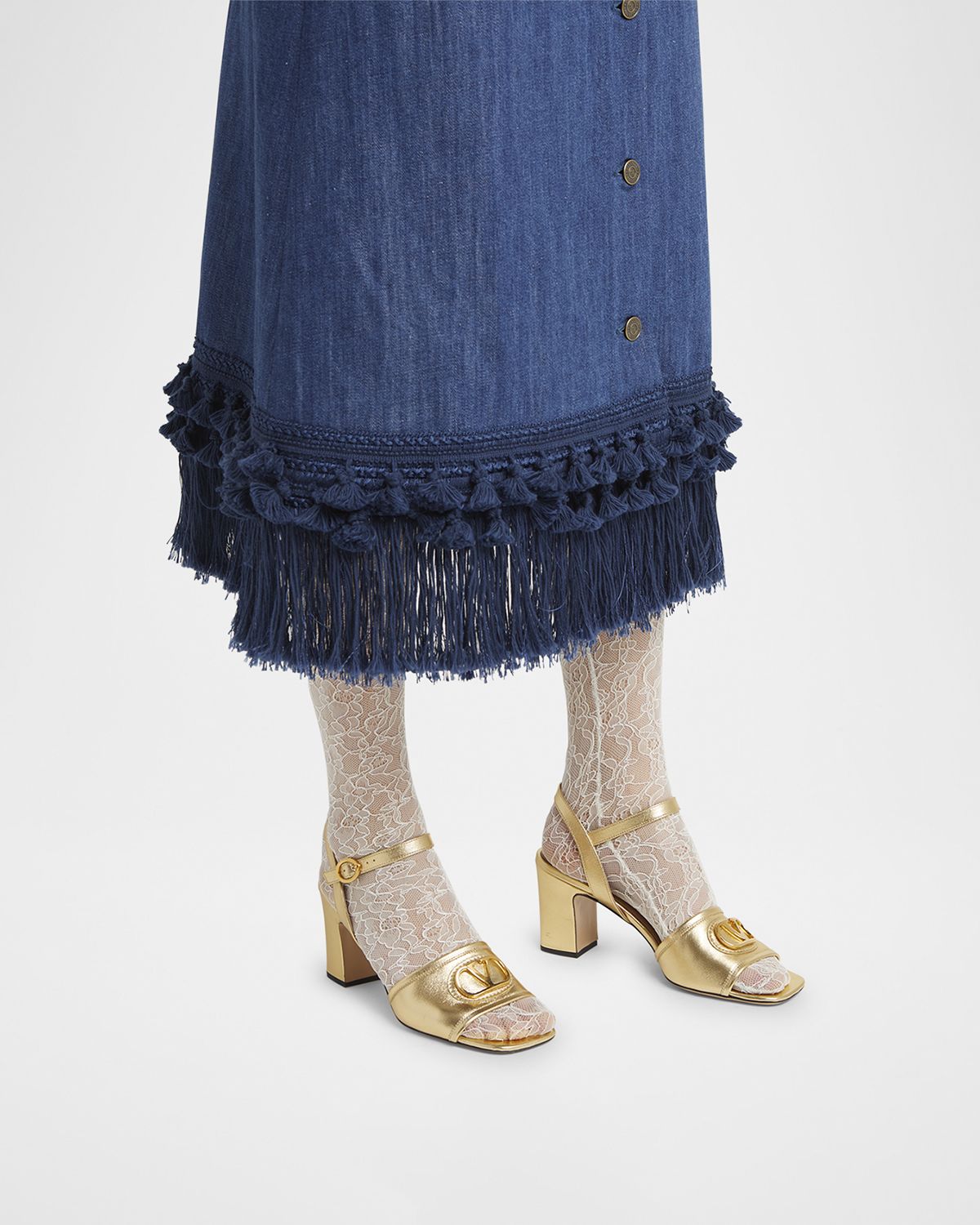 Valentino Garavani VLogo Signature Metallic Leather Sandals