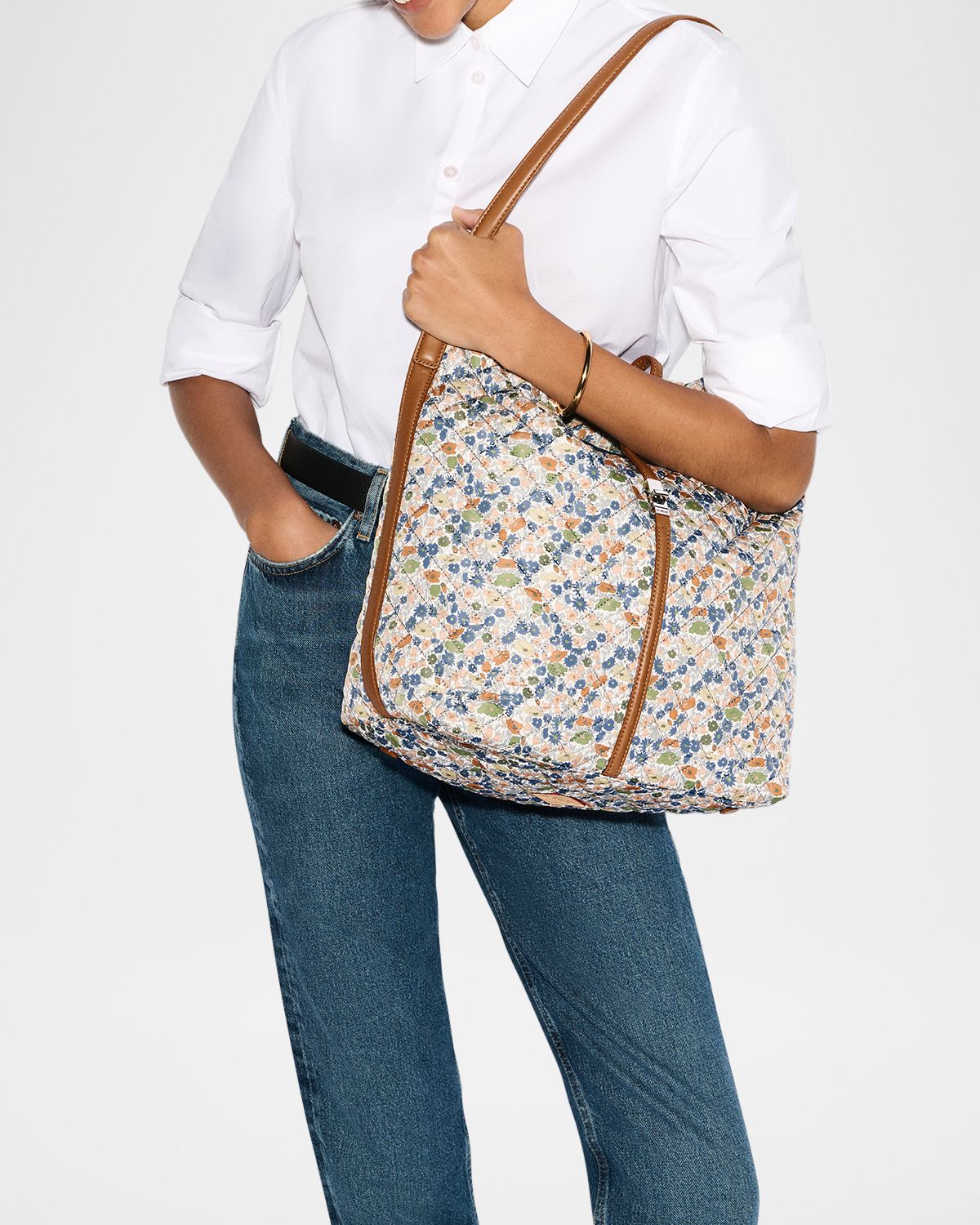 MZ WALLACE Astor Floral-Print Quilted Hobo Shoulder Bag