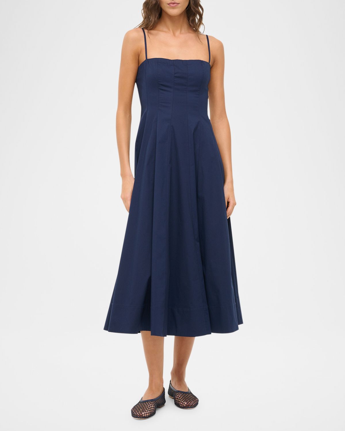 STAUD Wylie Paneled Midi Dress