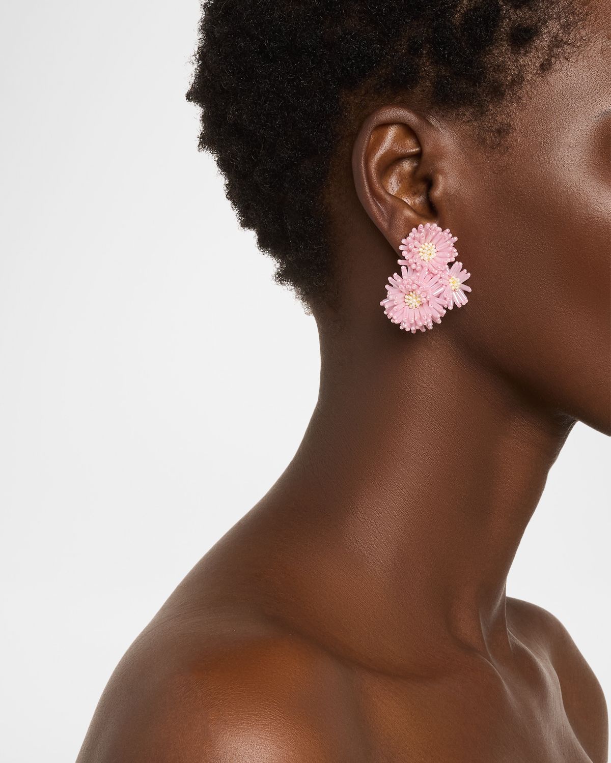 Oscar de la Renta Pom-Pom Flower Stud Earrings