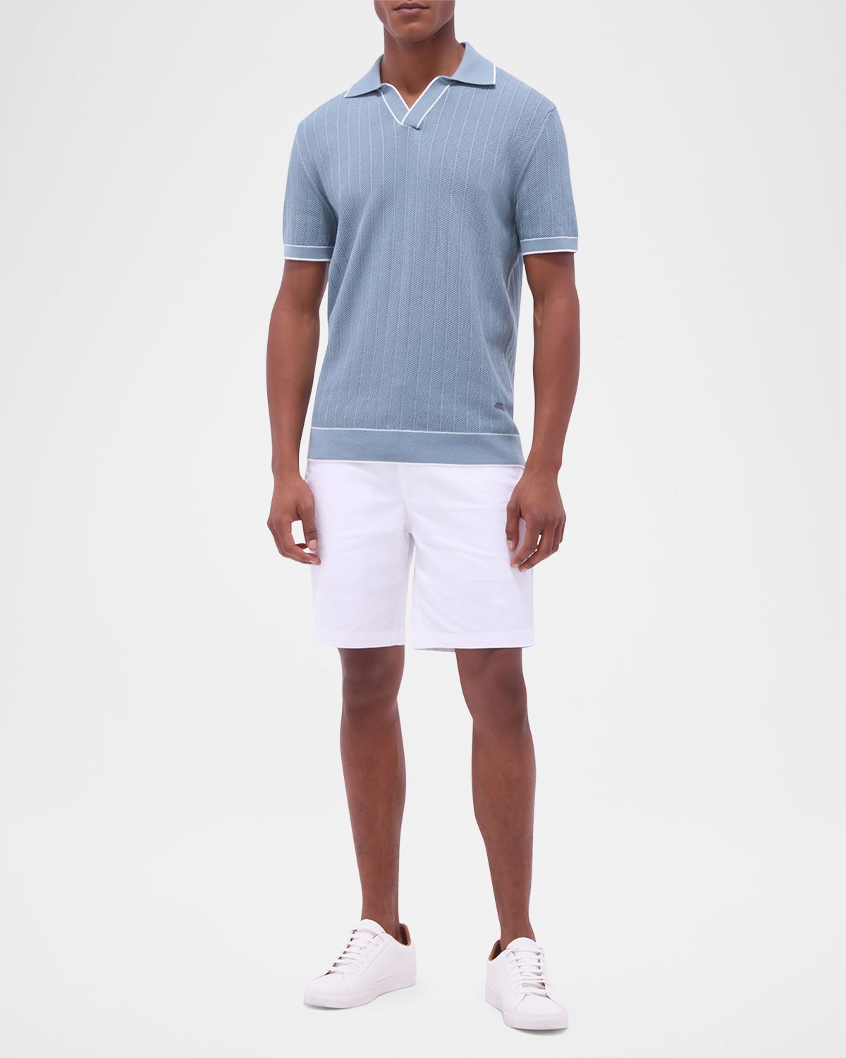 Bugatchi Men 's Short-Sleeve Sweater with Johnny Collar