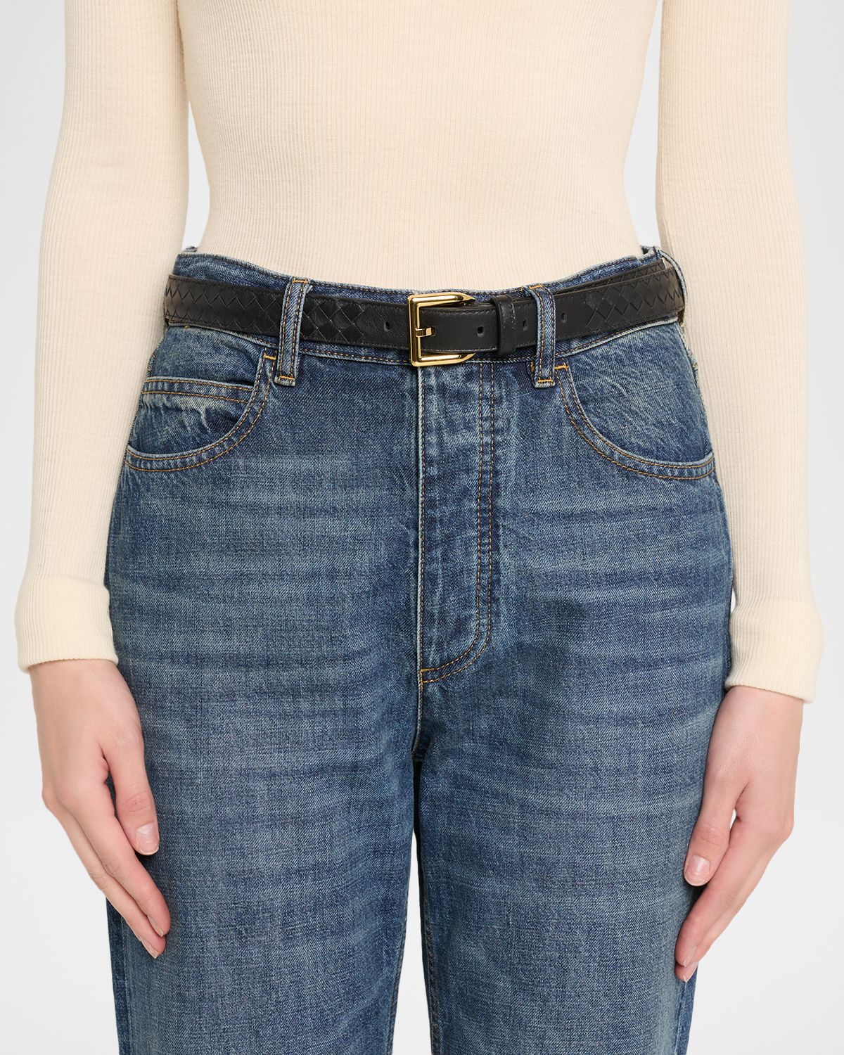 Bottega Veneta Intrecciato Piccolo Leather Belt