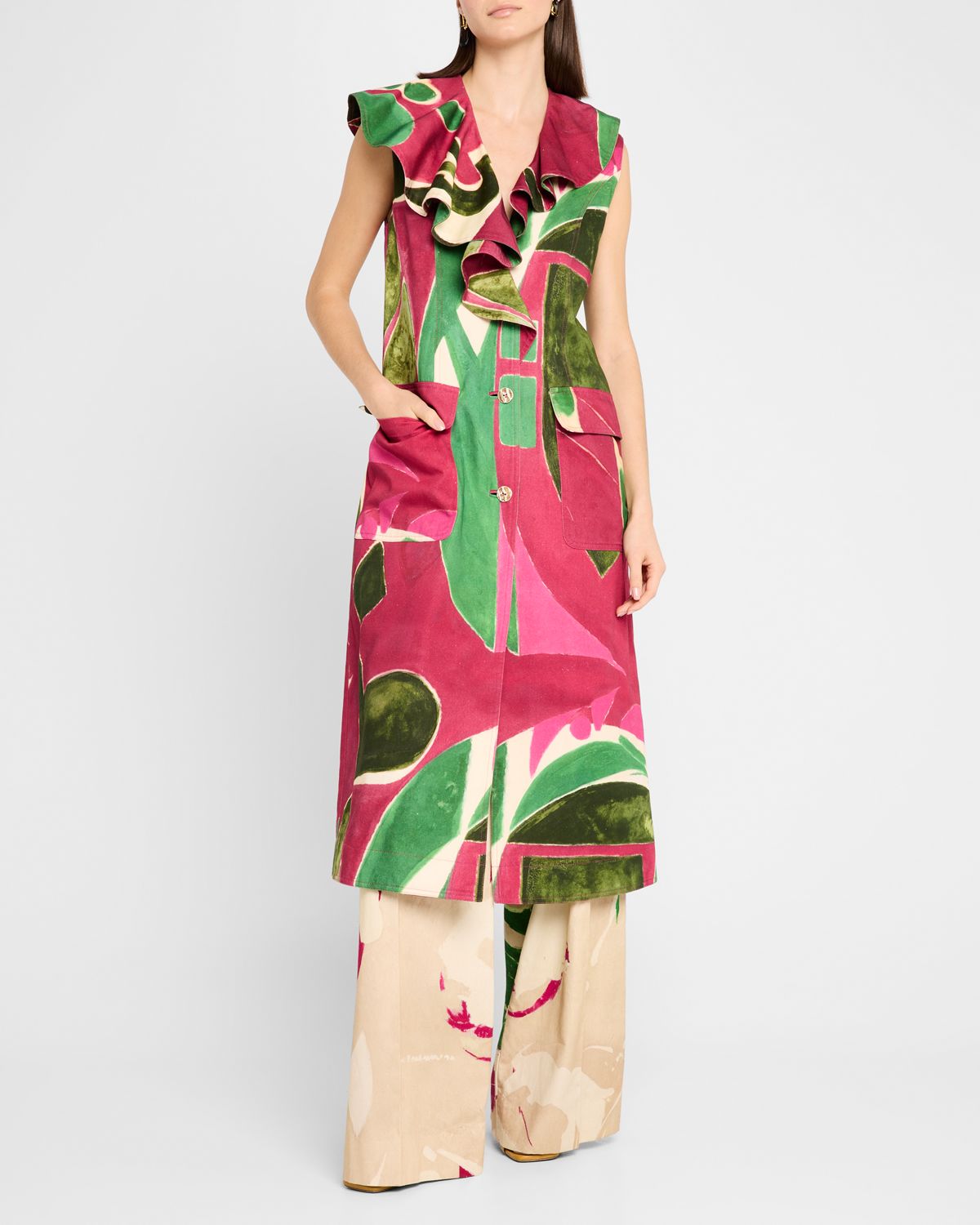 Ulla Johnson Harper Printed Cotton Twill Vest