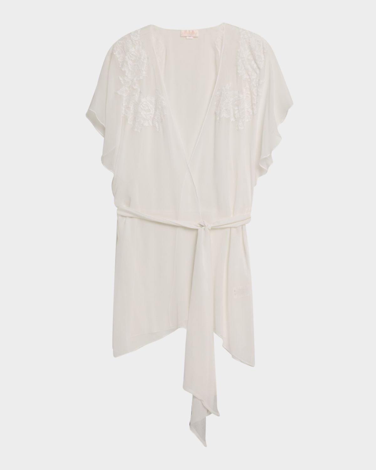 Christine Lingerie Floral Applique Silk Chiffon Robe