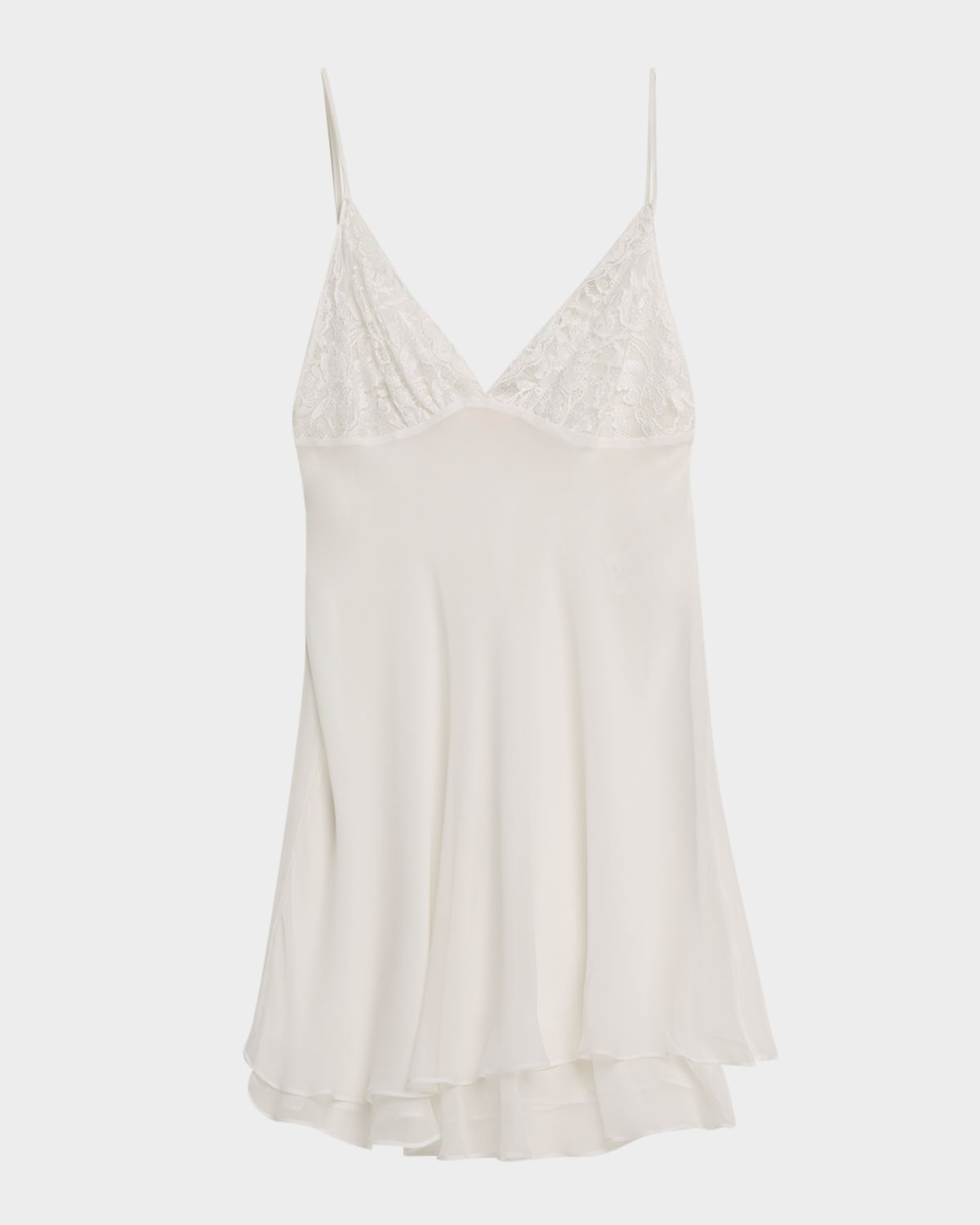 Christine Lingerie Floral Lace & Silk Chiffon Mini Slip Dress