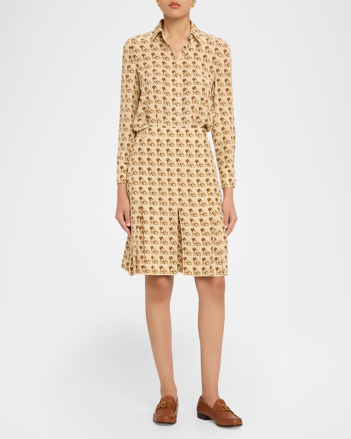 Valentino Garavani Petit Charles Pleated Crepe De Chine Skirt