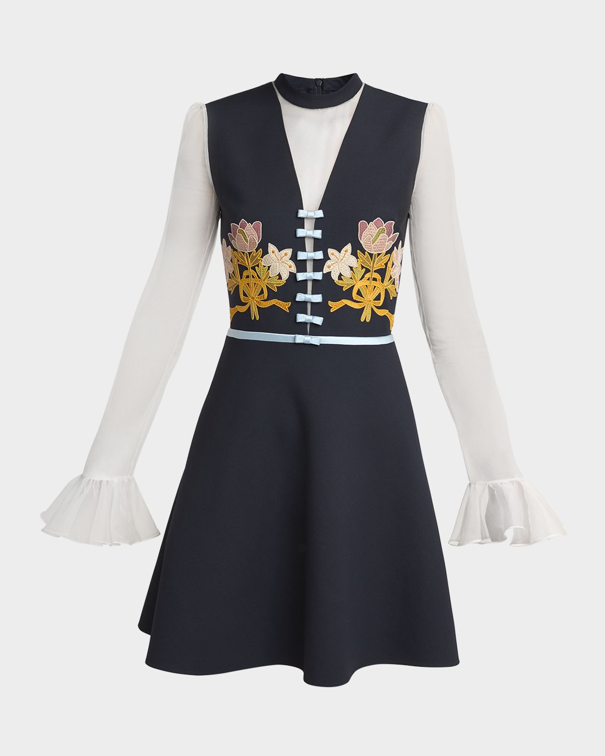Valentino Garavani Embroidered Crepe Couture Mini Dress