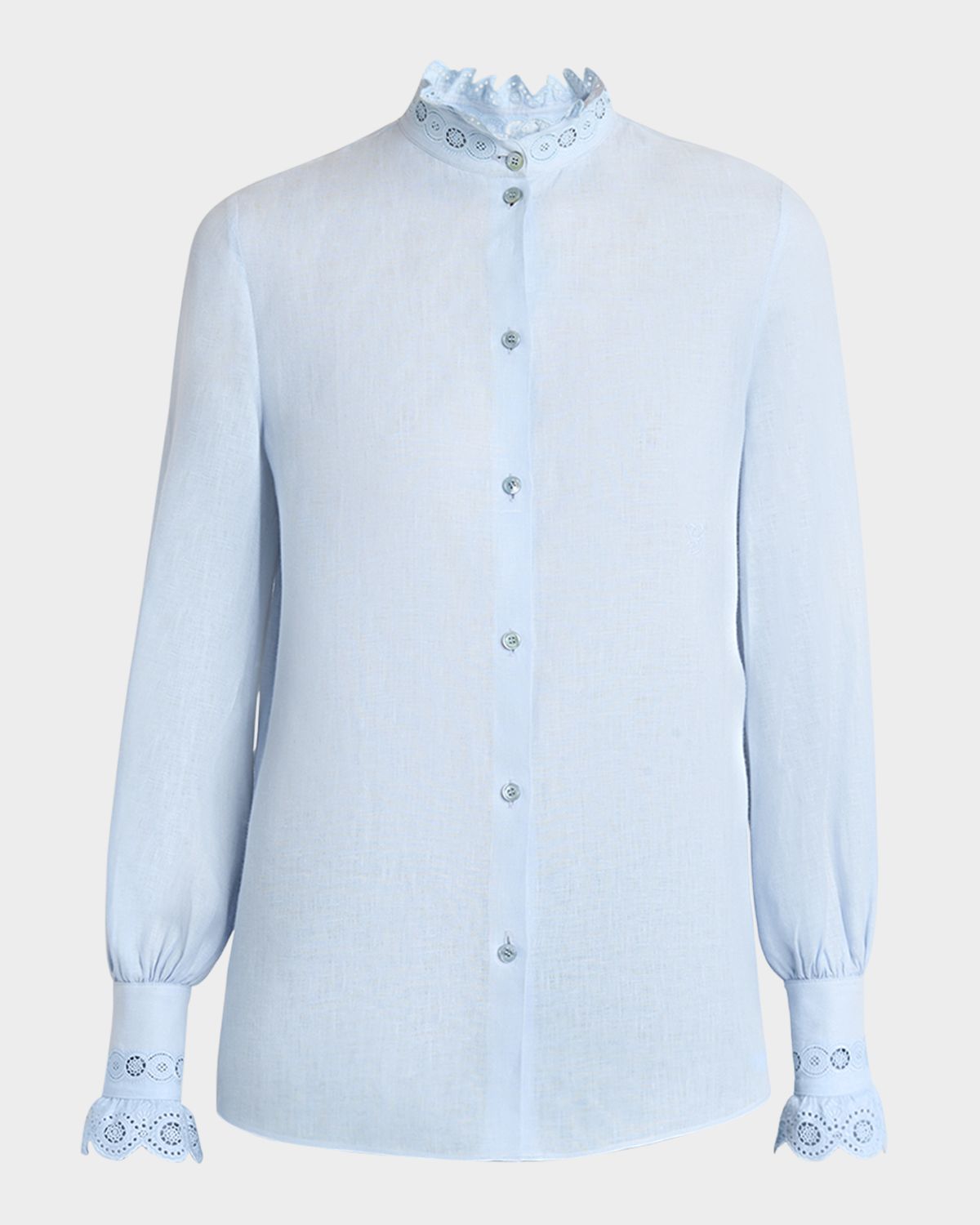 Valentino Garavani Eyelet Embroidered Ruffle Button-Down Shirt