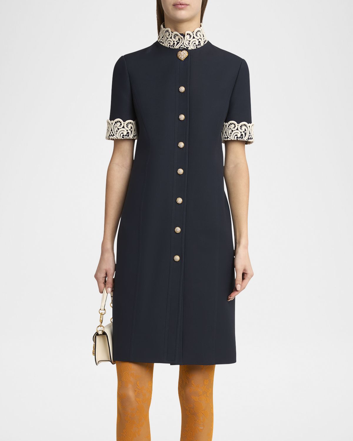 Valentino Garavani Embellished Lace-Trim Dress