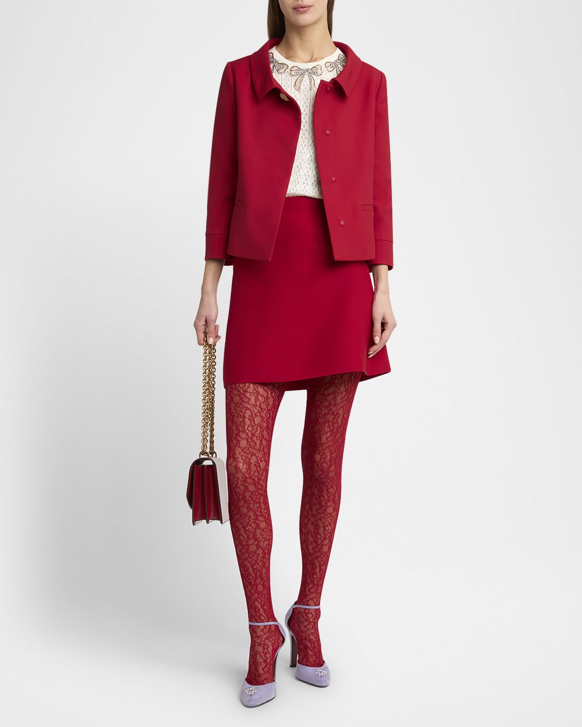 Valentino Garavani Heart Button Crepe Couture Mini Skirt