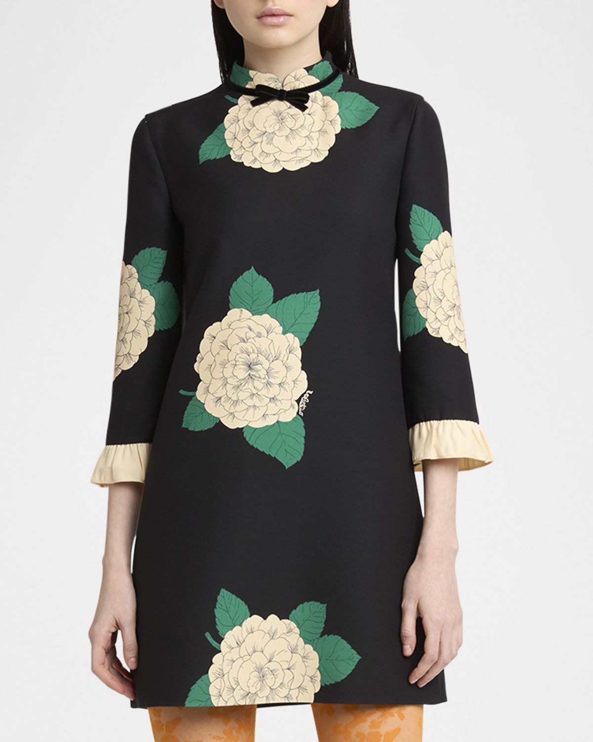 Valentino Garavani Apres Lhiver Macro Ortensia Mini Dress with Bow