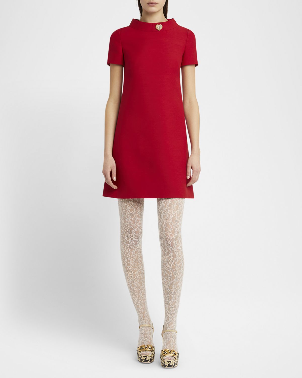 Valentino Garavani Crepe Couture Crystal Heart Mini Dress
