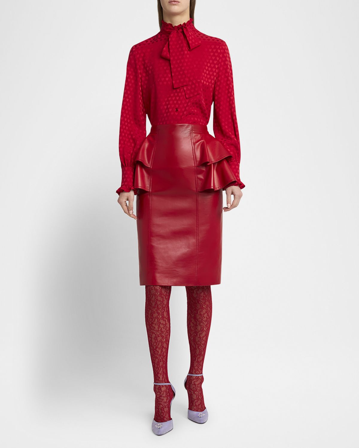 Valentino Garavani High-Neck Silk Heart Shirt