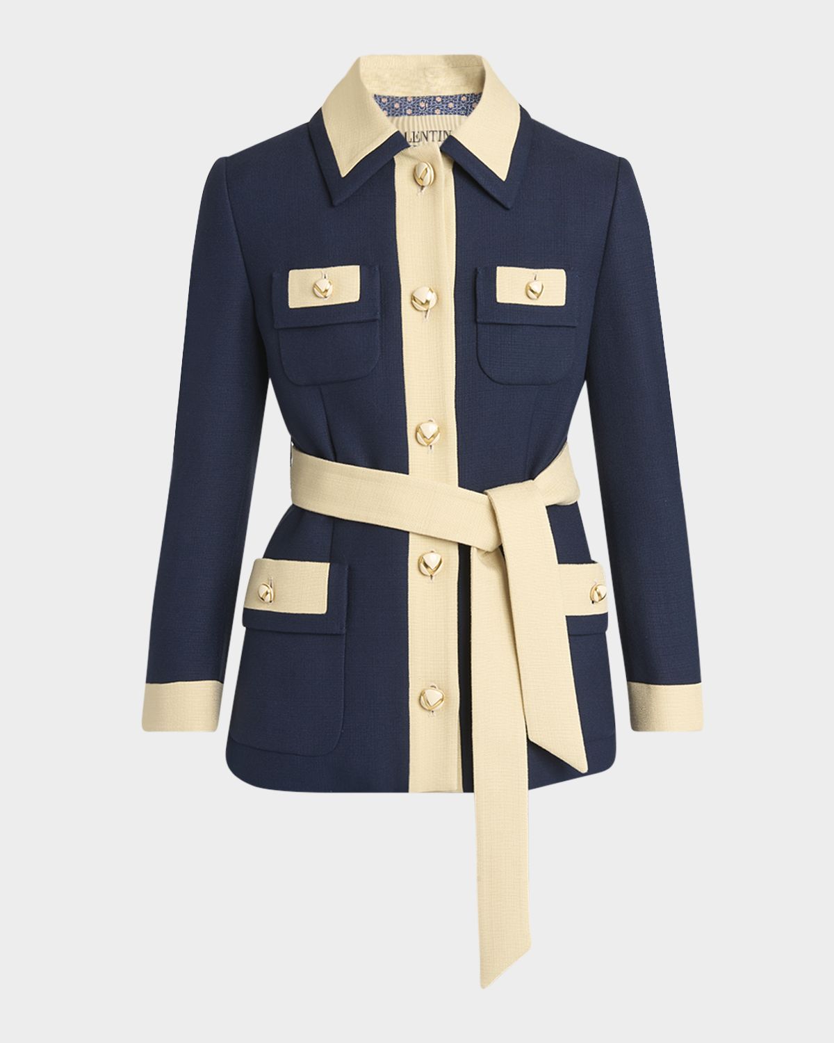 Valentino Garavani Bi-Color Belted Single-Breasted Jacket