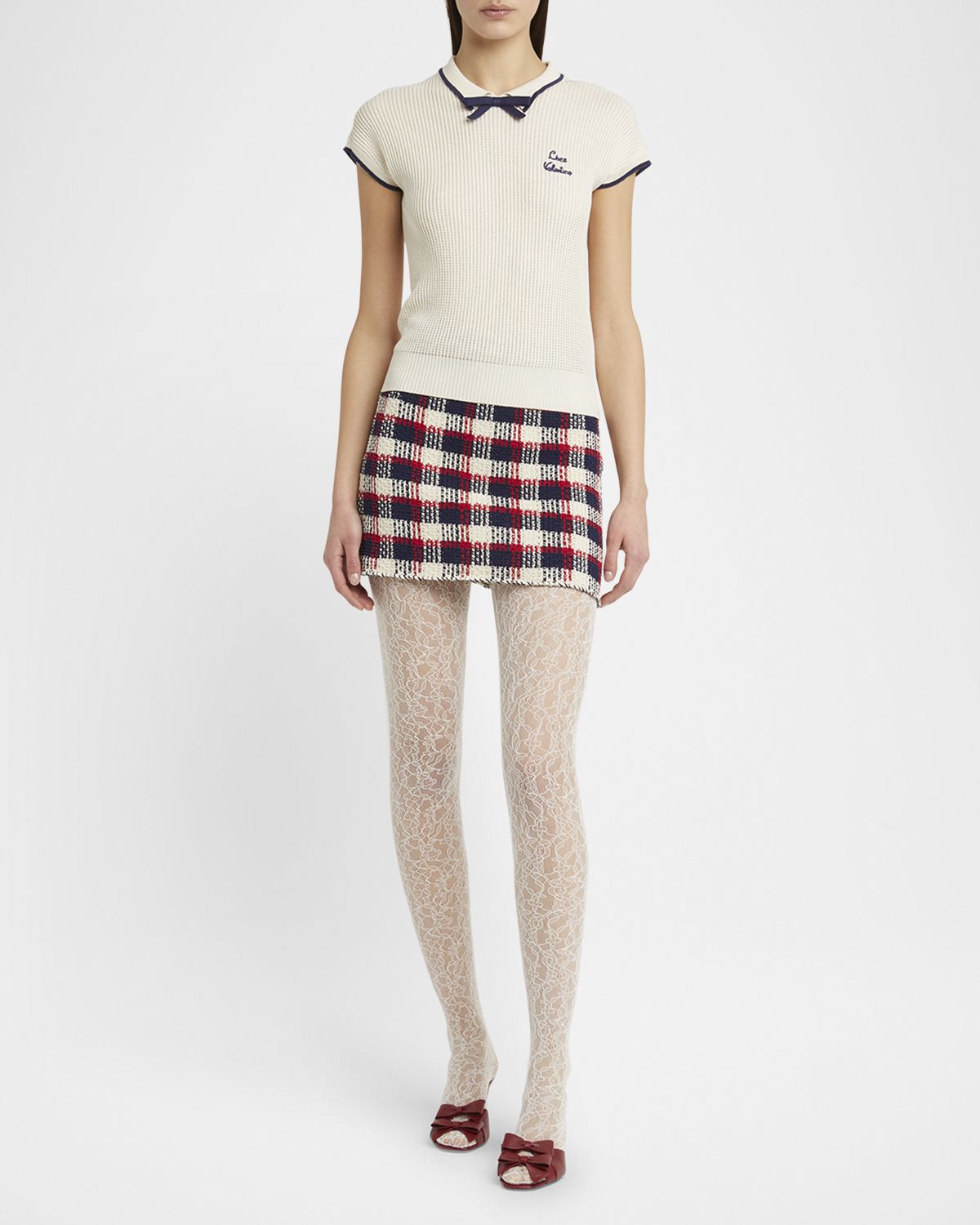 Valentino Garavani Bow Short-Sleeve Polo Sweater