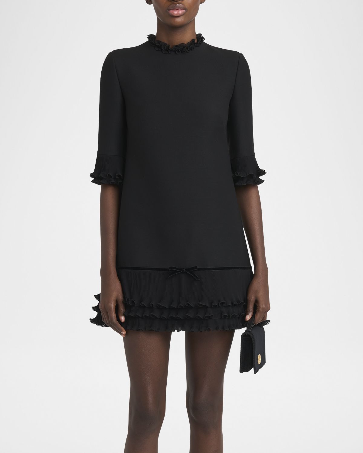 Valentino Garavani Ruffle Silk Crepe Mini Dress