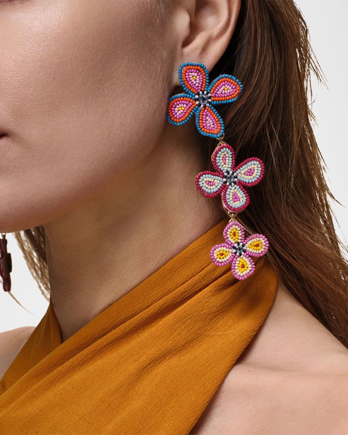 Mignonne Gavigan Palma Asymmetrical Floral Earrings