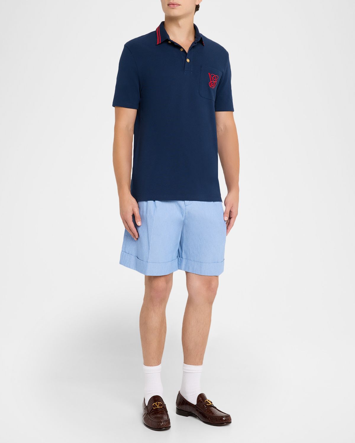 Valentino Garavani Men 's Embroidered VG-Pocket Polo Shirt