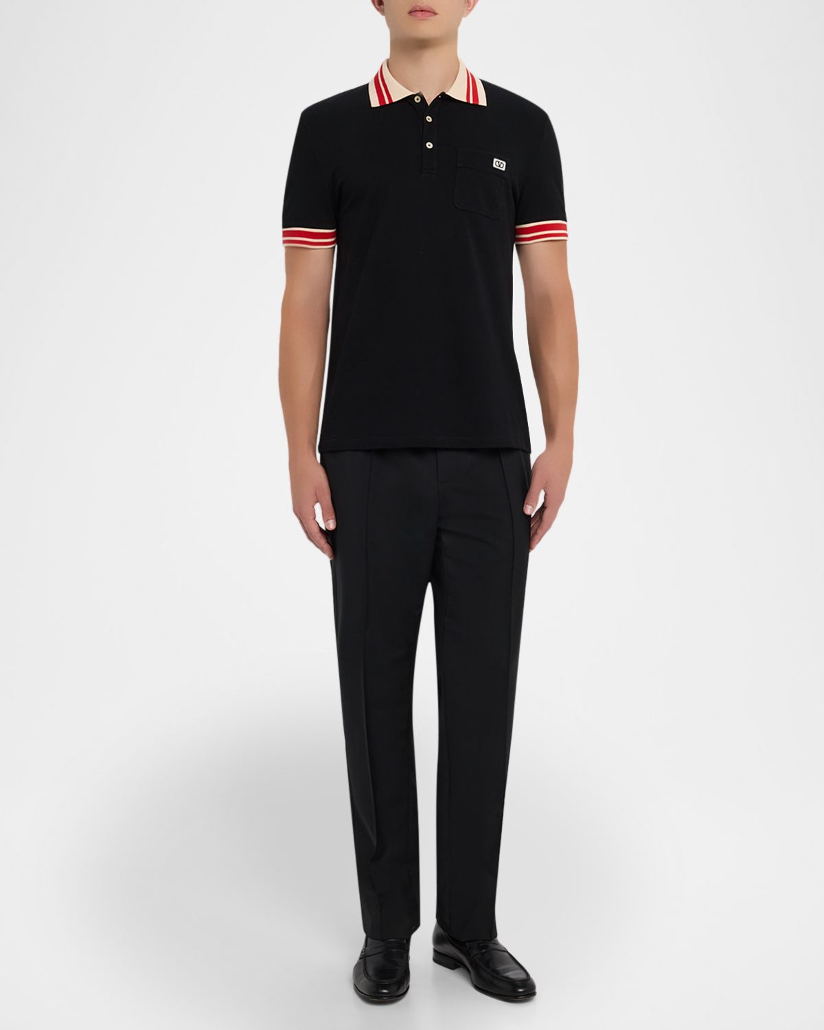 Valentino Garavani Men 's Cotton VLogo-Pocket Polo Shirt