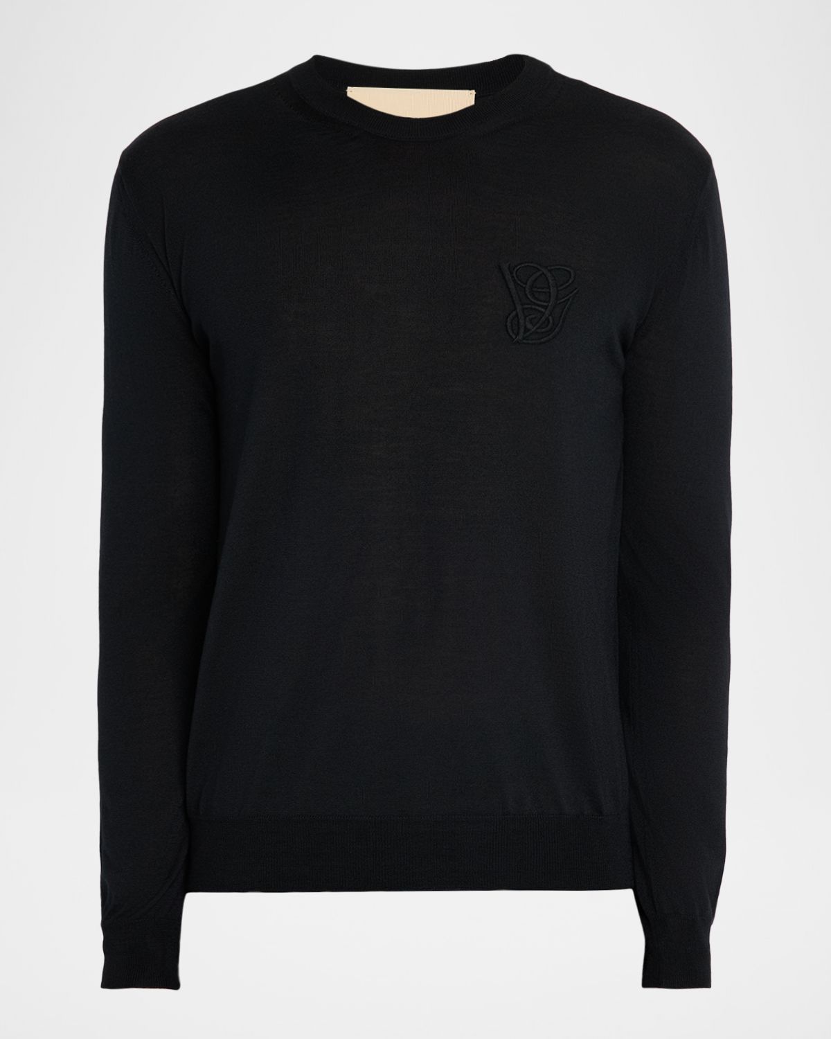 Valentino Garavani Men 's Wool Embroidered Monogram Crewneck Sweater