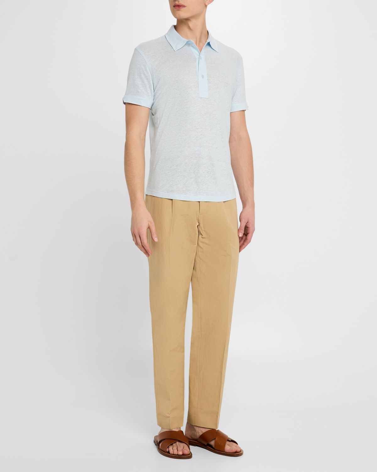 Orlebar Brown Men 's Sebastian Short-Sleeve Linen Polo Shirt