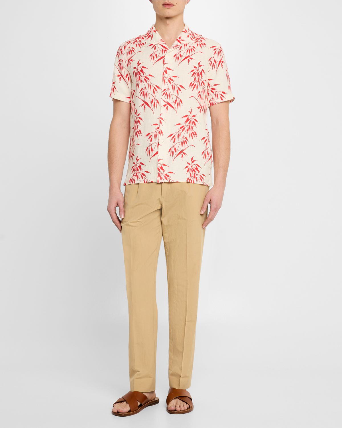 Orlebar Brown Men 's Hibbert Bamboo Print Short-Sleeve Sport Shirt