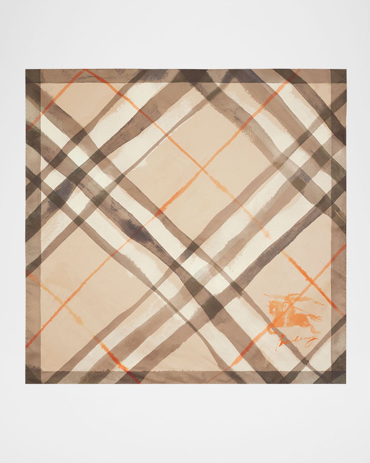 Burberry Watercolor Check-Print Silk Scarf