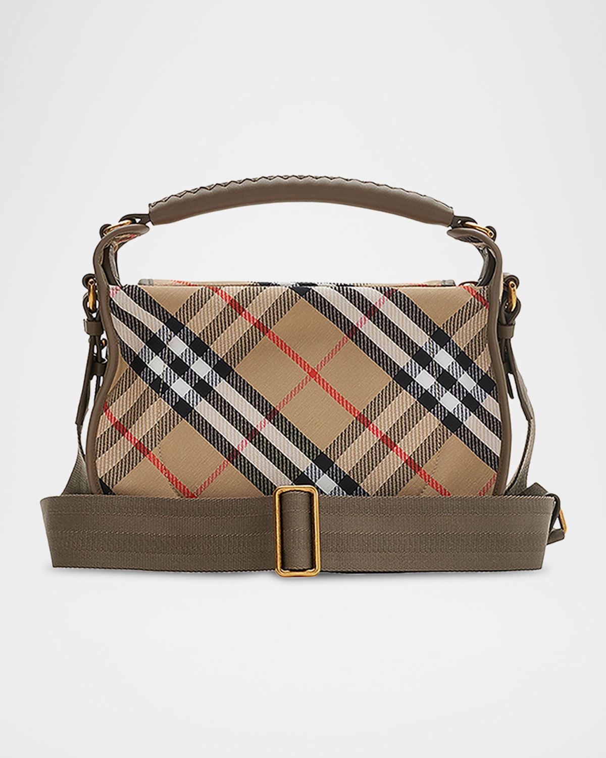 Burberry Clip Small Check Canvas Messenger Bag