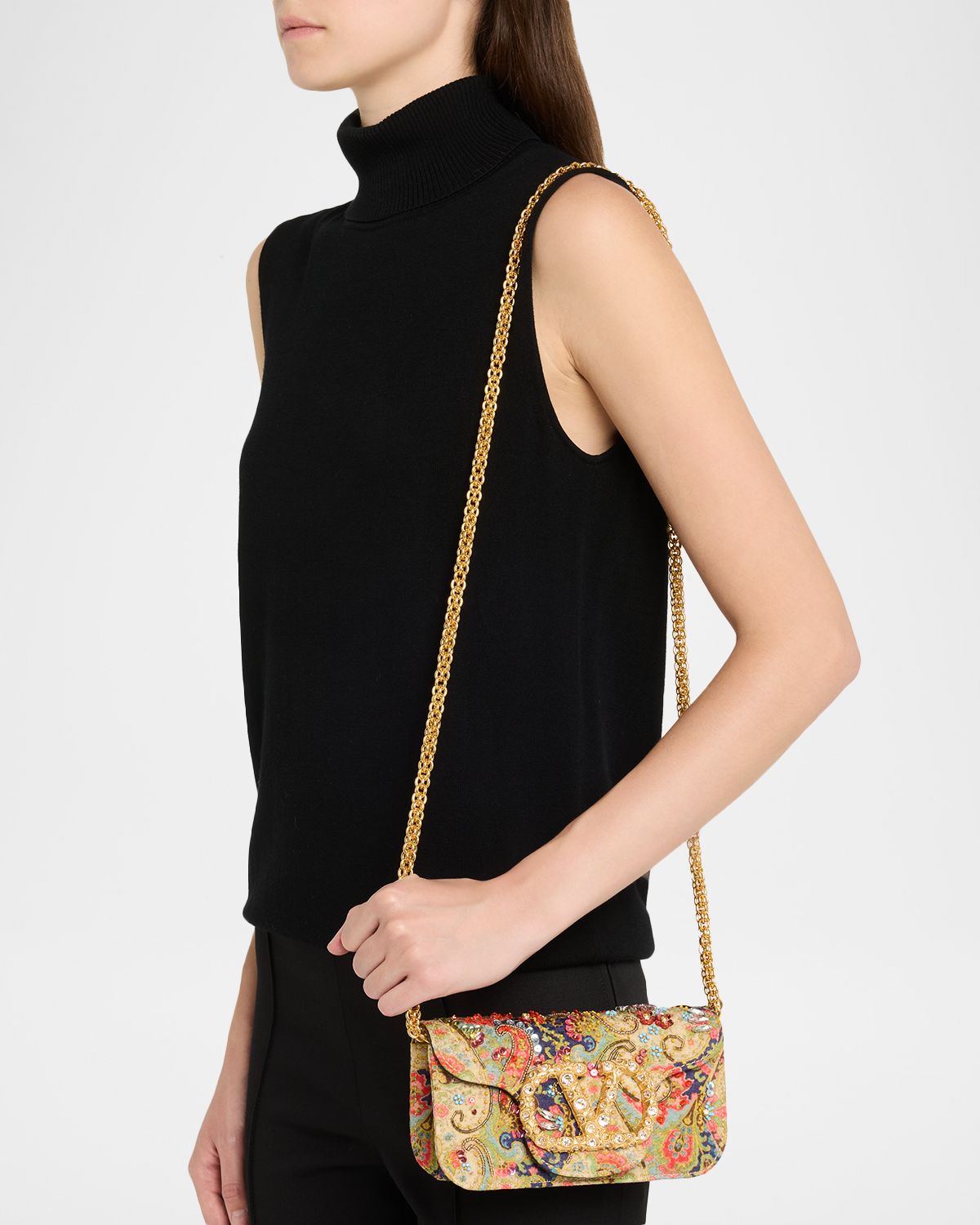 Valentino Garavani Loco Small VLOGO Paisley Embellished Shoulder Bag | Thumbnail 6