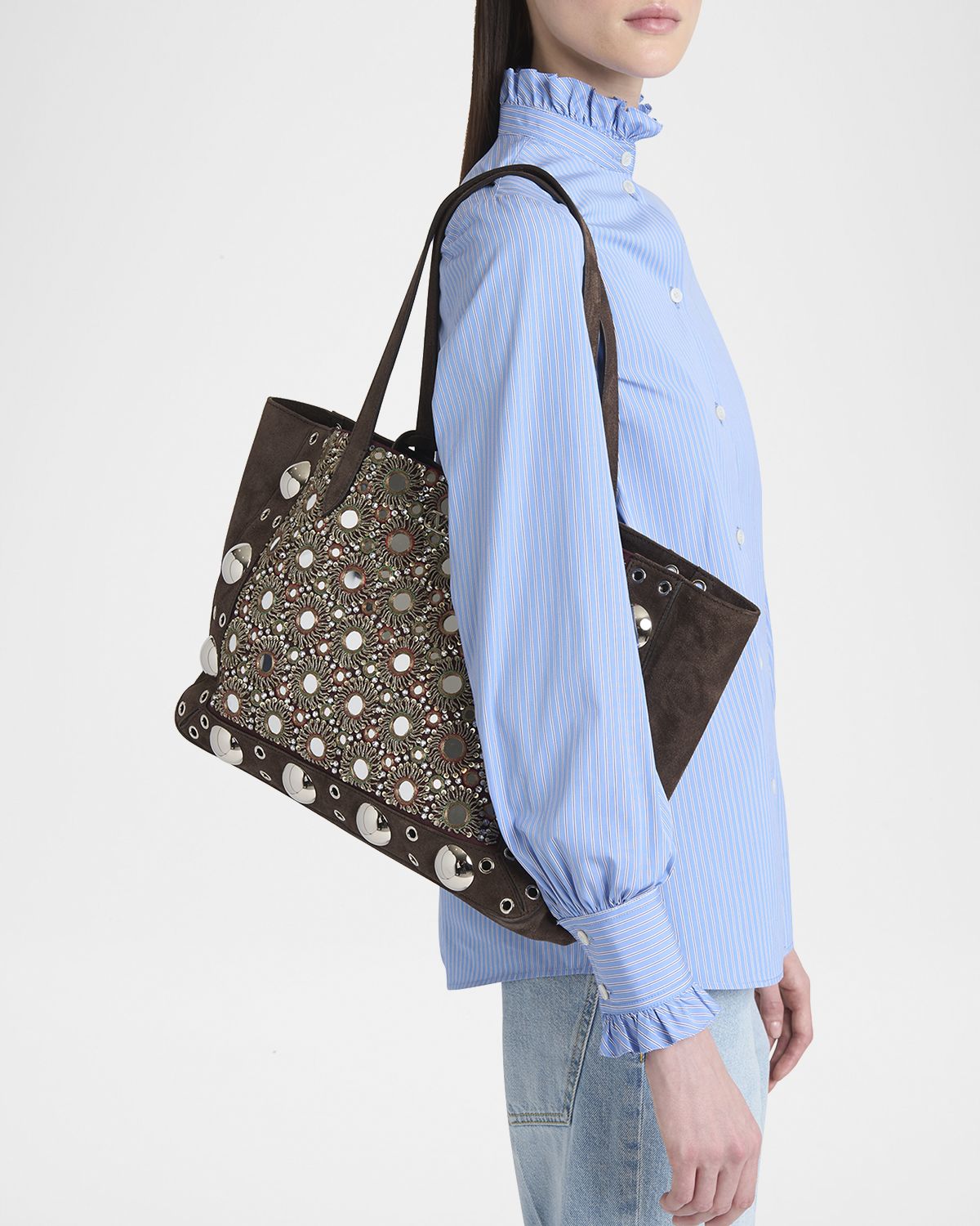 Valentino Garavani Nellcote Mirrored Suede Tote Bag