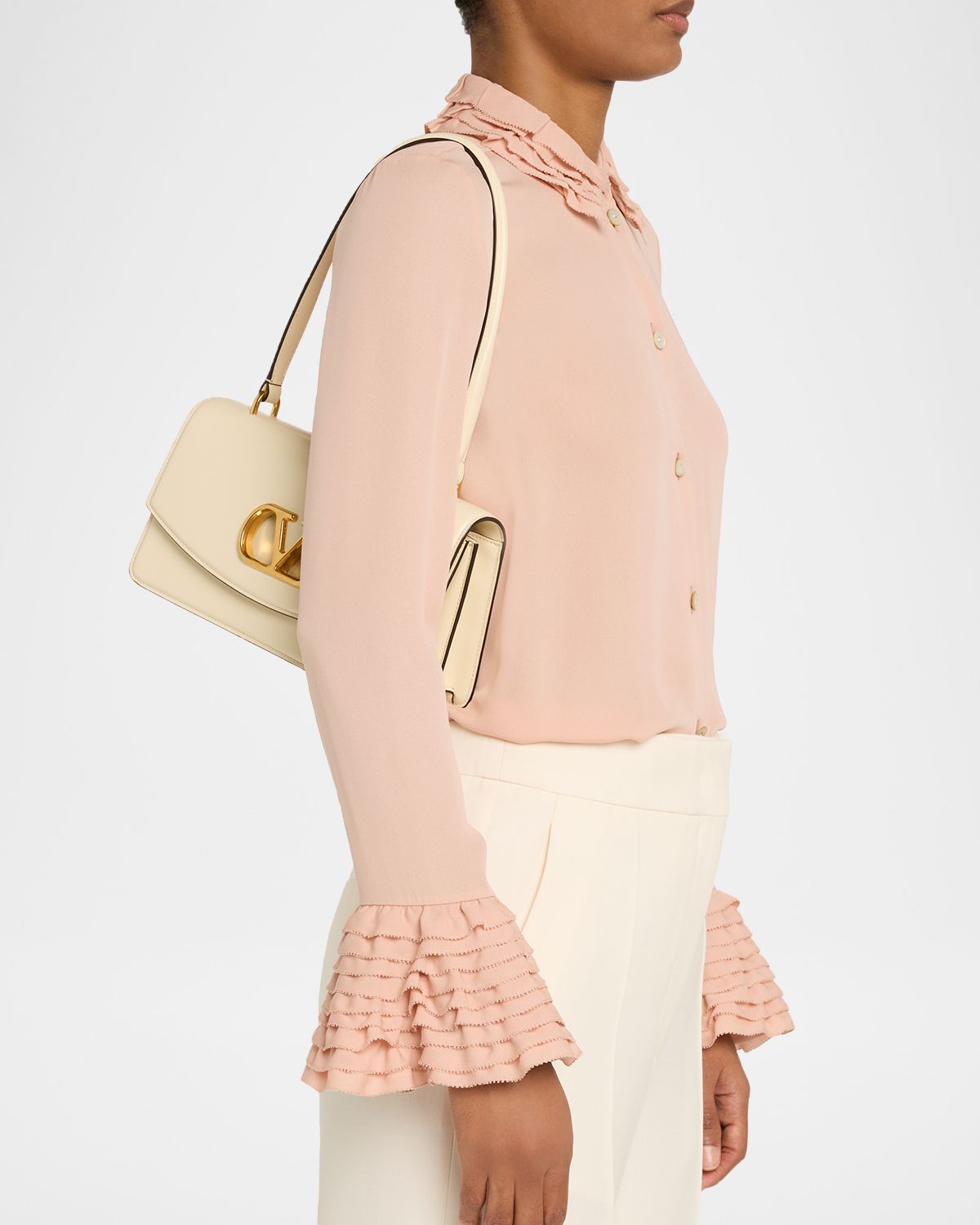 Valentino Garavani Vain VLOGO Leather Top-Handle Bag