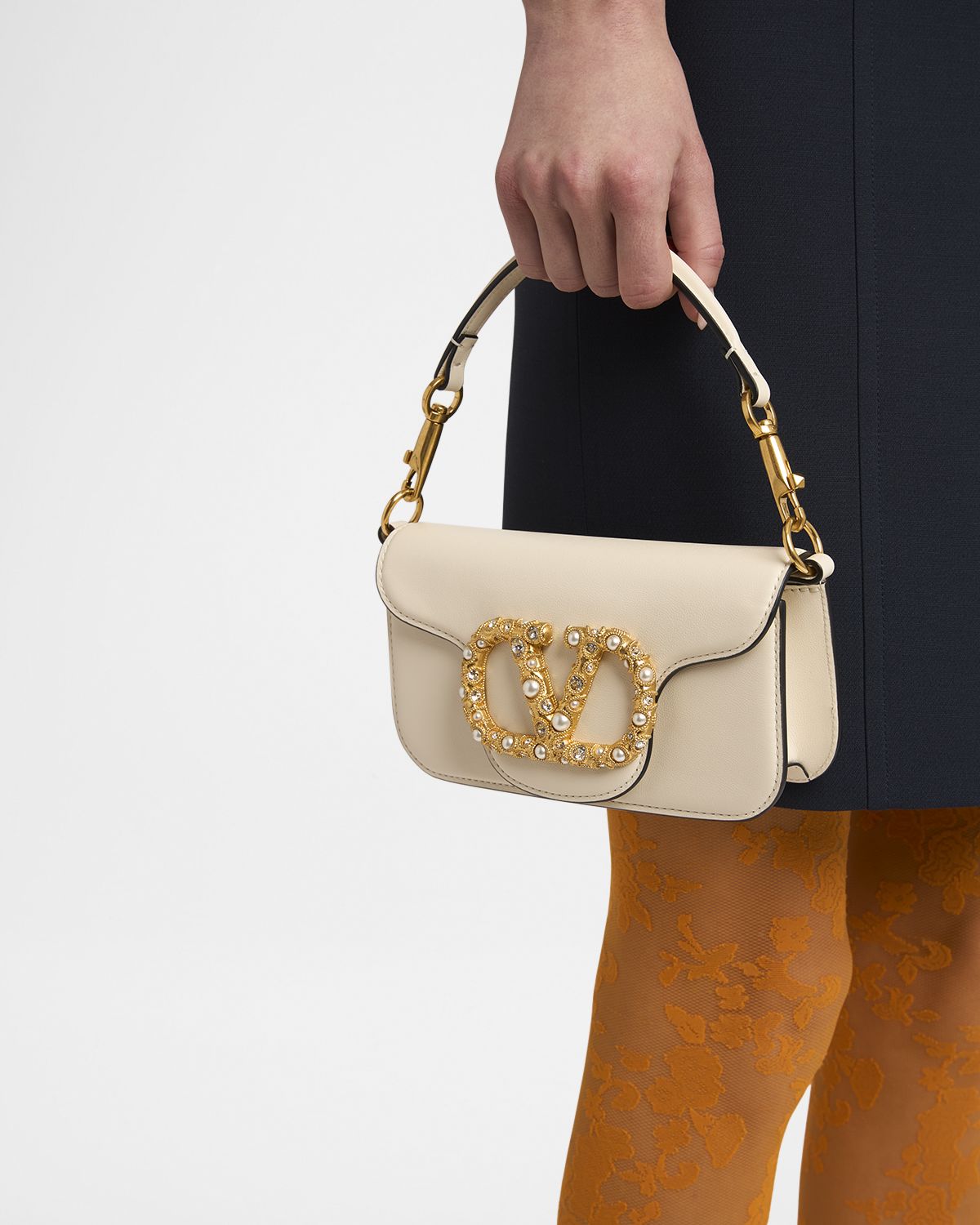 Valentino Garavani Loco Studded VLOGO Small Leather Shoulder Bag