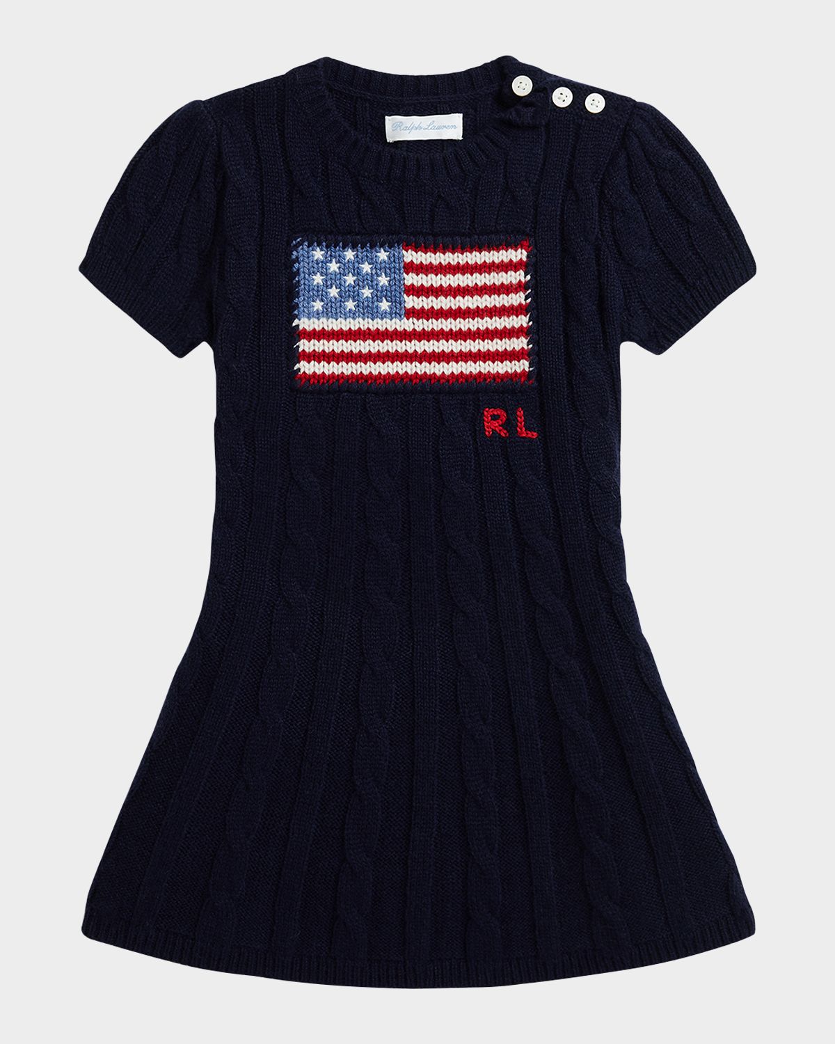 Polo Ralph Lauren Girl 's American Flag Cashmere Cable Knit Dress | Thumbnail 4