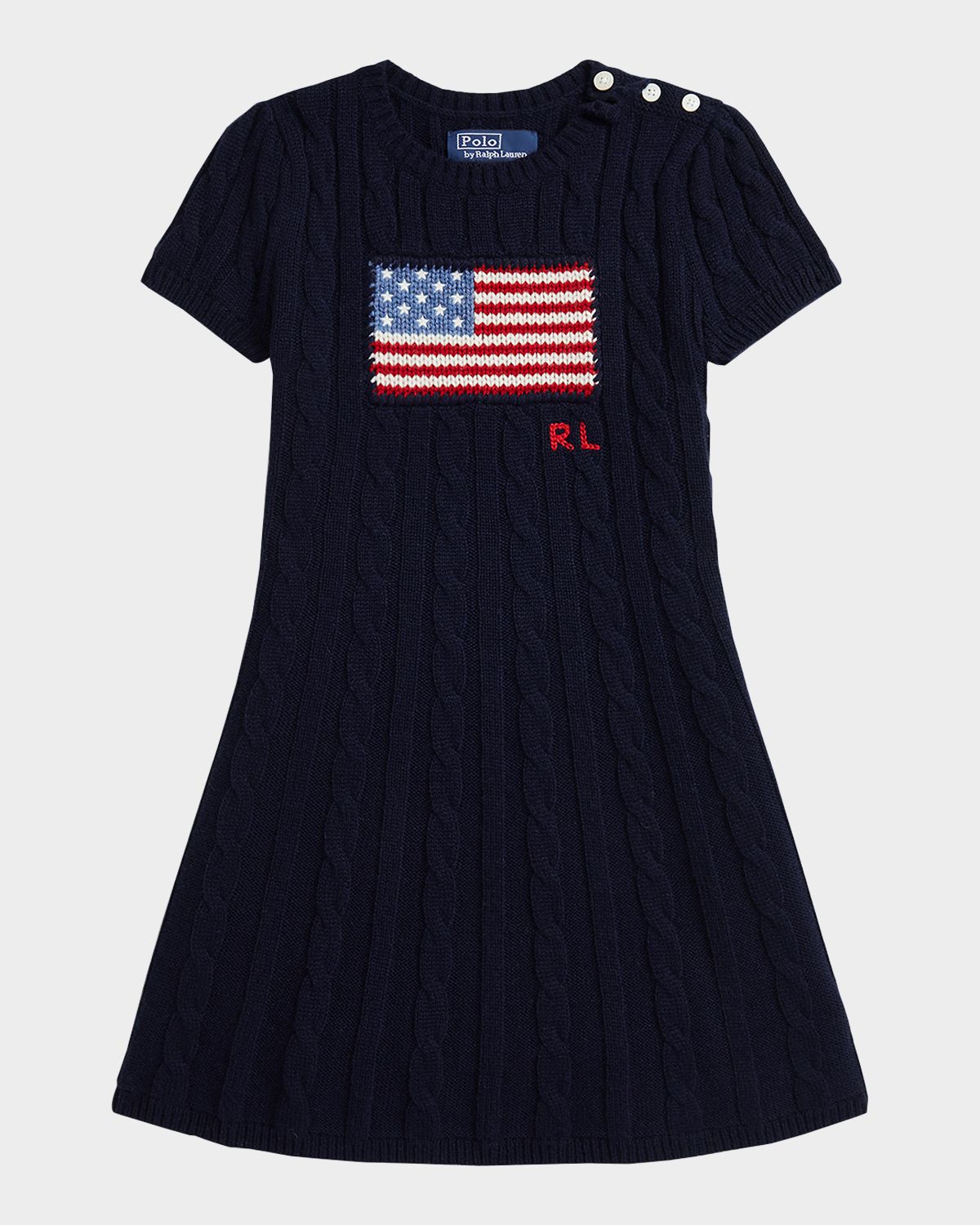Polo Ralph Lauren Girl 's American Flag Cashmere Cable Knit Dress | Thumbnail 7 Polo Ralph Lauren Girl 's American Flag Cashmere Cable Knit Dress | Thumbnail 7