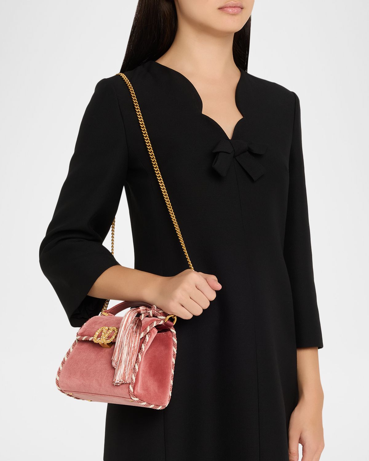 Valentino Garavani VSLING Mini Velvet Top-Handle Bag