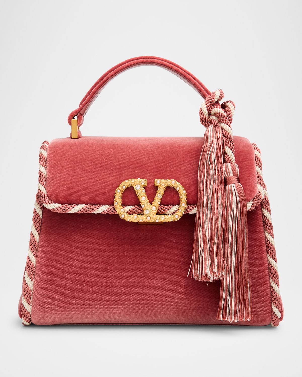 Valentino Garavani VSLING Mini Velvet Top-Handle Bag
