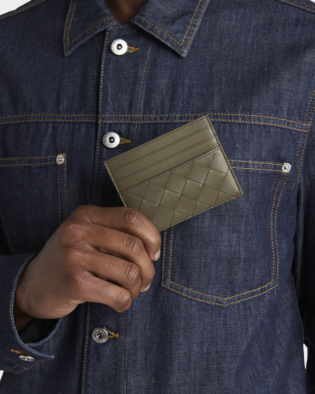 Bottega Veneta Men 's Intrecciato 15 Leather Card Holder