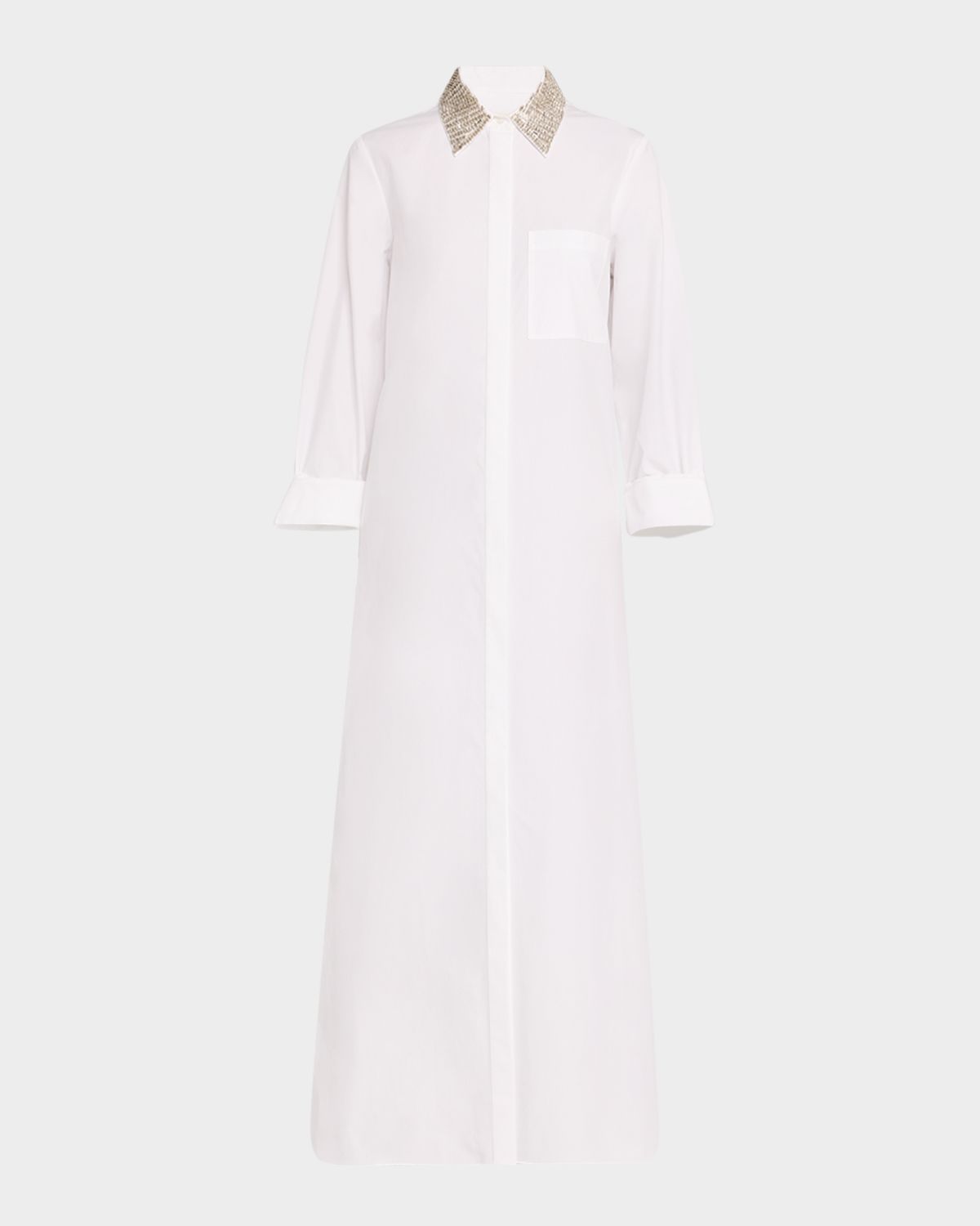 TWP Jennys Gown Maxi Shirtdress with Crystal Collar