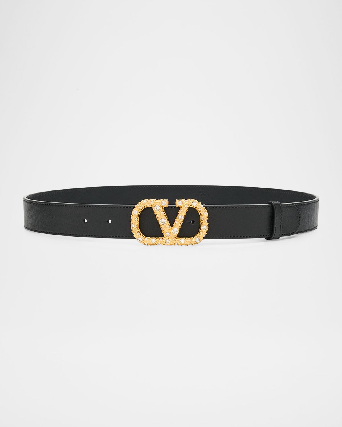 Valentino Garavani VLogo Signature Jeweled Calf Leather Belt, 30mm