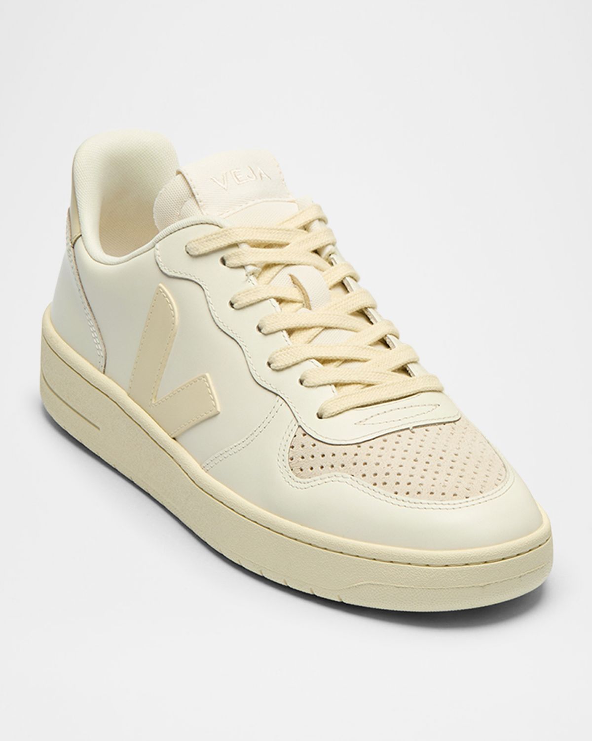 VEJA V-10 Bicolor Leather Low-Top Sneakers