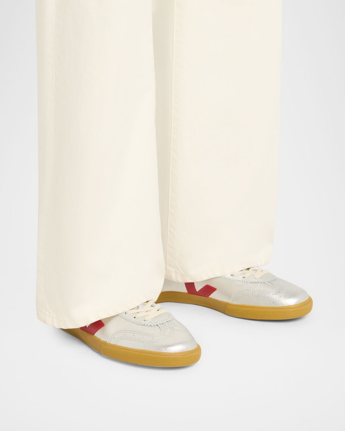 VEJA Volley Low-Top Metallic Leather Sneakers